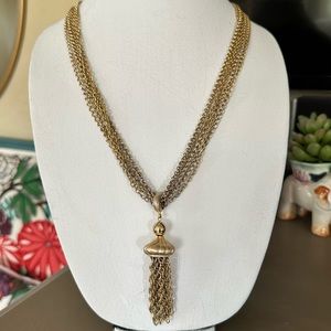 Vintage Tassel Necklace Gold Tone